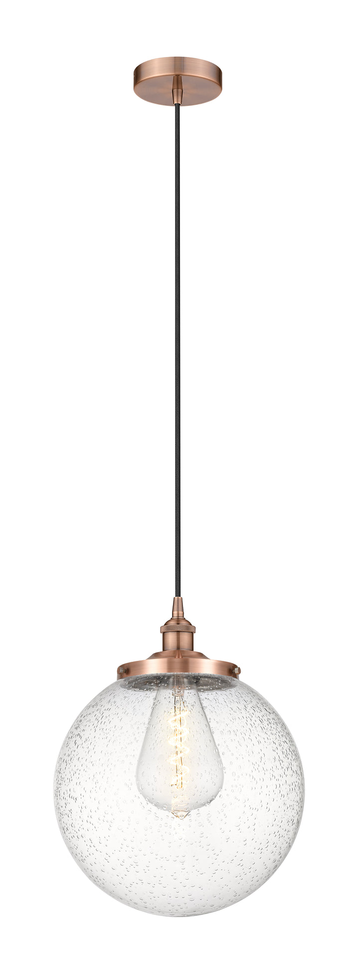 Innovations Lighting Beacon 14" Mini Pendant - Antique Copper Mini-Pendants Innovations Lighting Seedy ; Glass Type: Seedy  