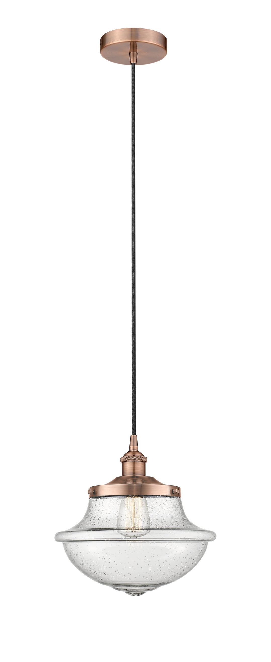 Innovations Lighting Oxford 11.75" Mini Pendant - Antique Copper Mini-Pendants Innovations Lighting Seedy ; Glass Type: Seeded  