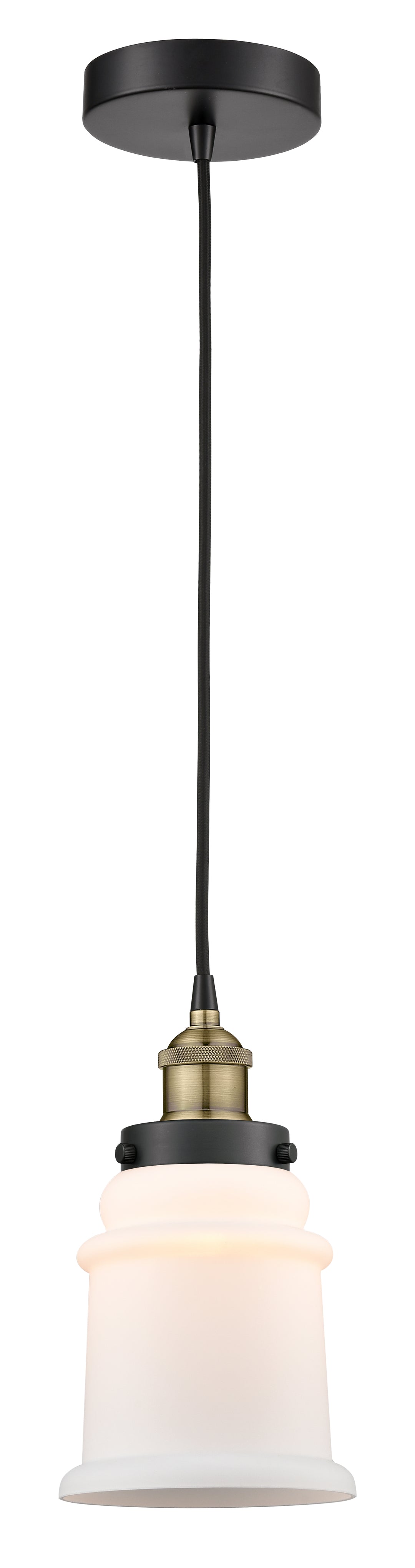 Innovations Lighting Canton 6" Mini Pendant - Black Antique Brass Mini-Pendants Innovations Lighting Matte White ; Glass Type: Frosted  