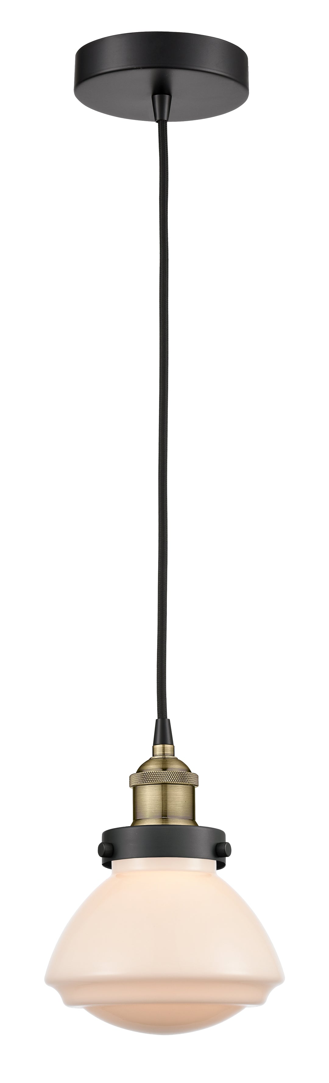 Innovations Lighting Olean Mini Pendant - Black Antique Brass Mini-Pendants Innovations Lighting Matte White ; Glass Type: Frosted  