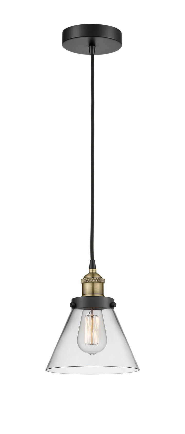 Innovations Lighting Cone 8" Mini Pendant - Black Antique Brass Mini-Pendants Innovations Lighting   