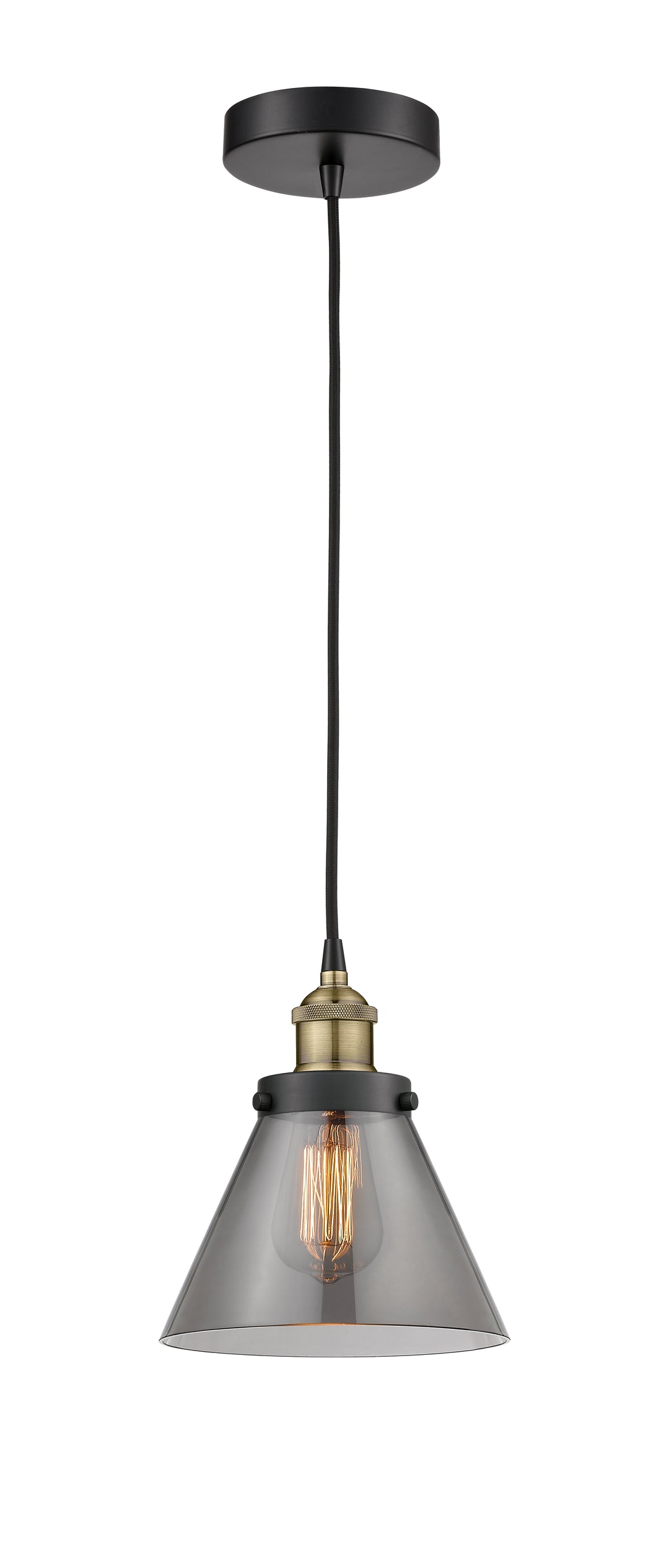 Innovations Lighting Cone 8" Mini Pendant - Black Antique Brass Mini-Pendants Innovations Lighting   