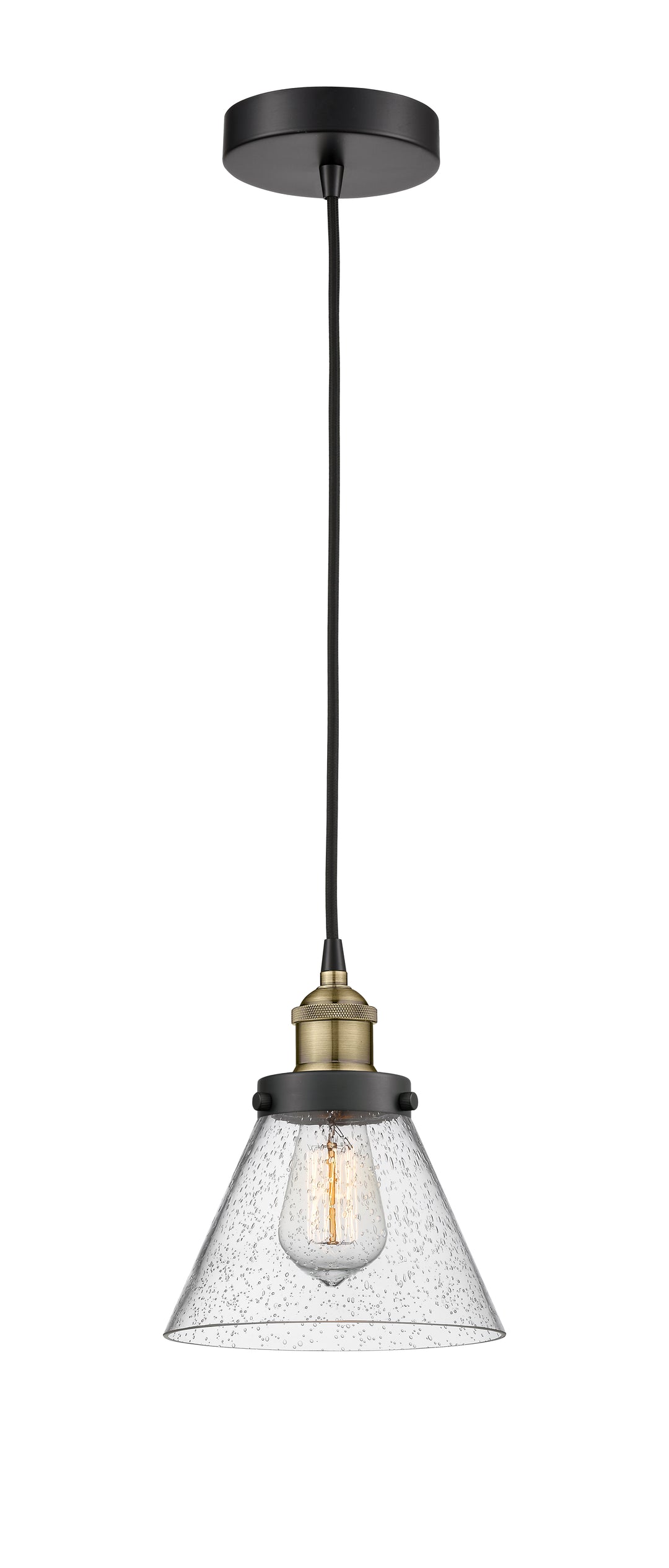 Innovations Lighting Cone 8" Mini Pendant - Black Antique Brass Mini-Pendants Innovations Lighting   