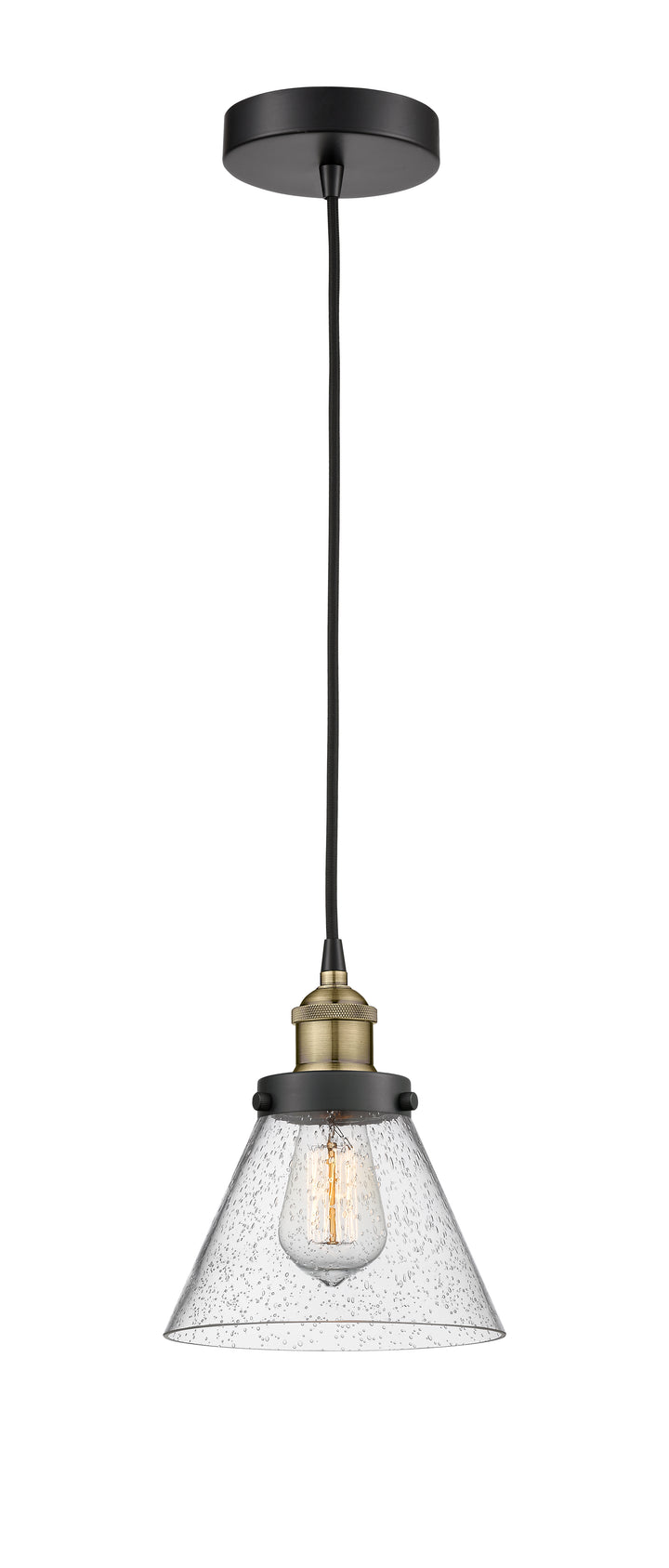 Innovations Lighting Cone 8" Mini Pendant - Black Antique Brass Mini-Pendants Innovations Lighting   