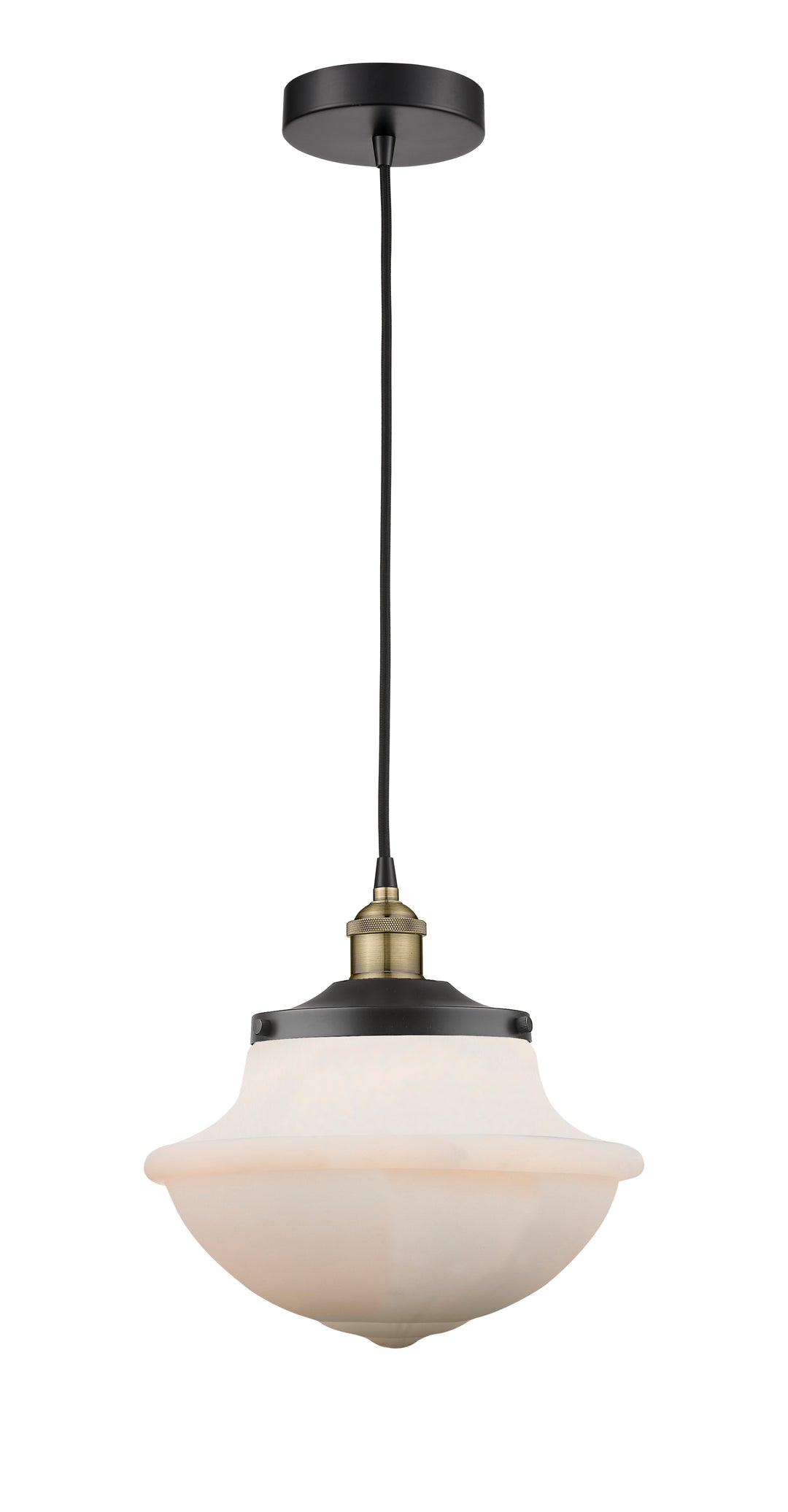 Innovations Lighting Oxford 11.75" Mini Pendant - Black Antique Brass Mini-Pendants Innovations Lighting Matte White ; Glass Type: Frosted  