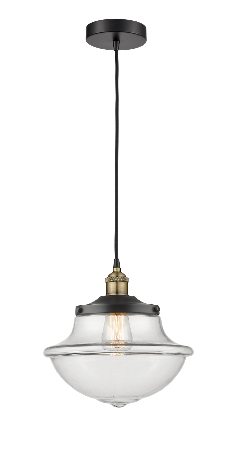 Innovations Lighting Oxford 11.75" Mini Pendant - Black Antique Brass Mini-Pendants Innovations Lighting Clear ; Glass Type: Clear  