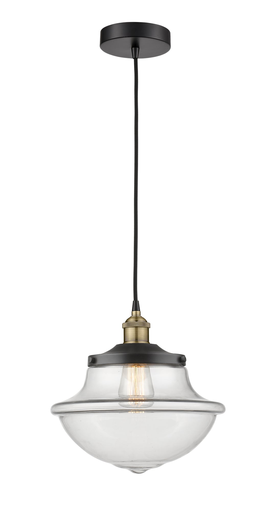 Innovations Lighting Oxford 11.75" Mini Pendant - Black Antique Brass Mini-Pendants Innovations Lighting Clear ; Glass Type: Clear  