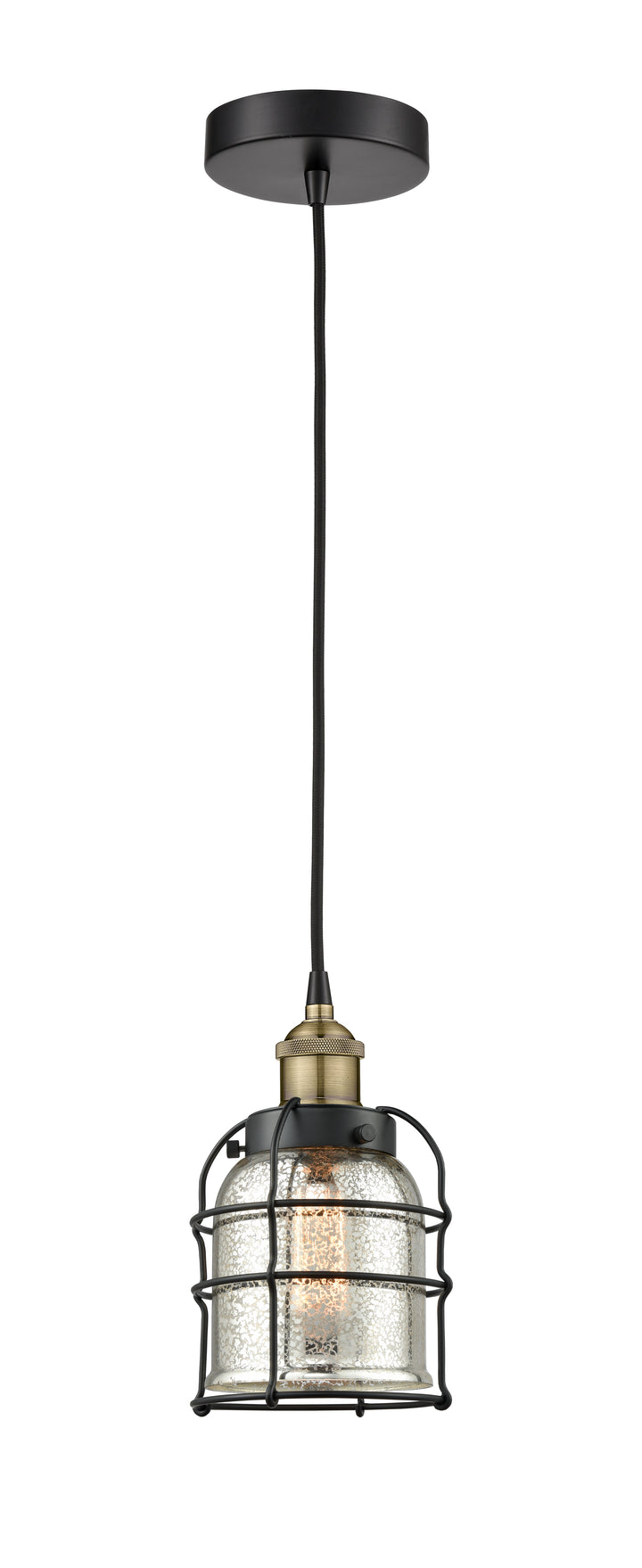 Innovations Lighting Bell Cage 5" Mini Pendant Mini-Pendants Innovations Lighting Black Antique Brass Silver Plated Mercury ; Glass Type: Mercury 