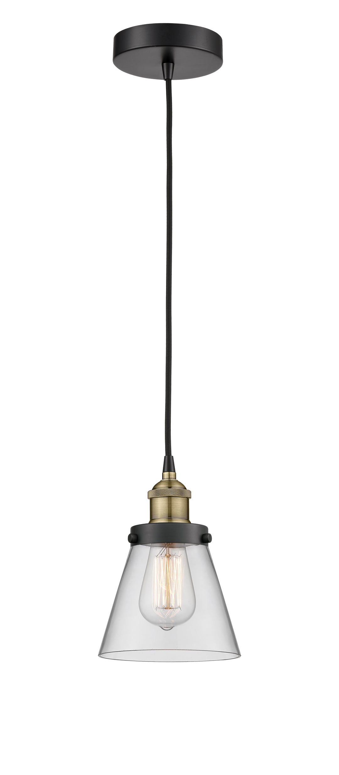 Innovations Lighting Cone 6" Mini Pendant - Black Antique Brass Mini-Pendants Innovations Lighting   