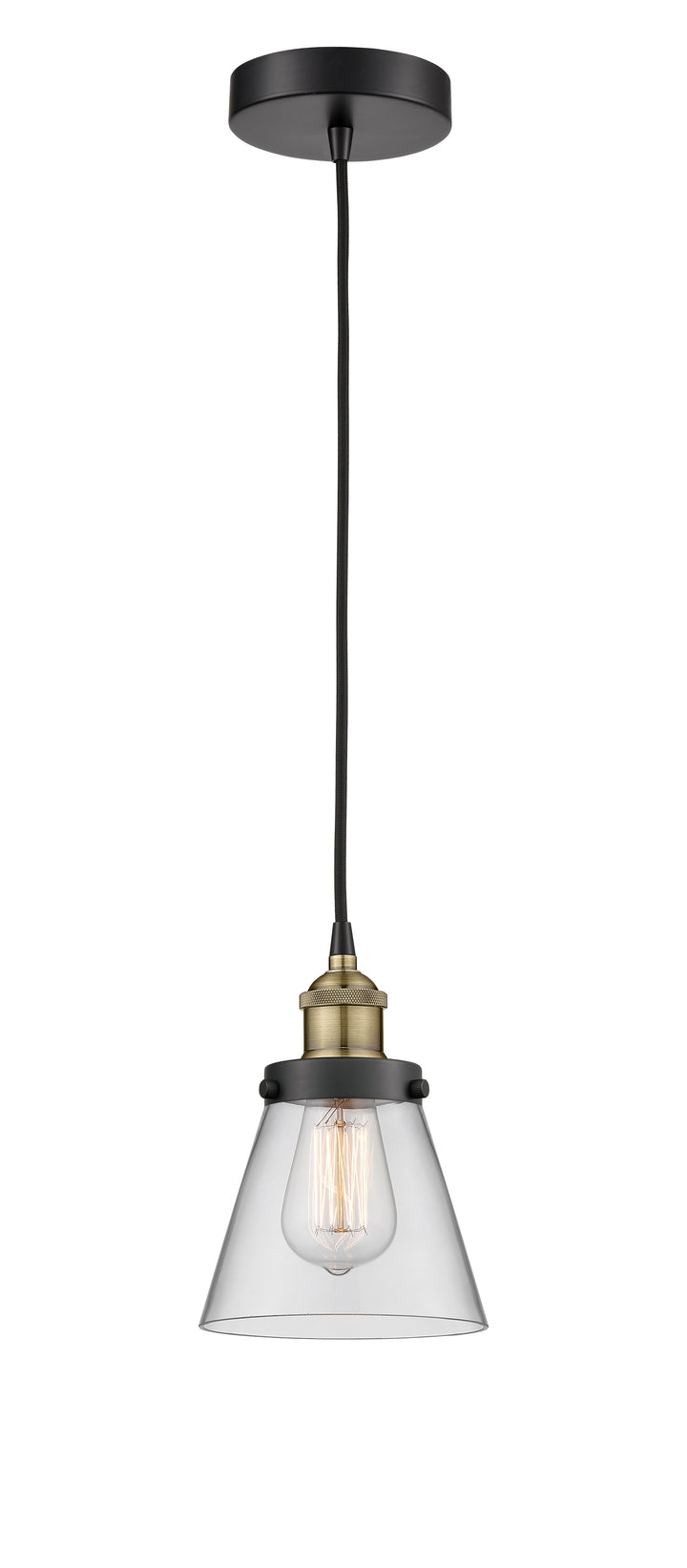 Innovations Lighting Cone 6" Mini Pendant - Black Antique Brass Mini-Pendants Innovations Lighting   