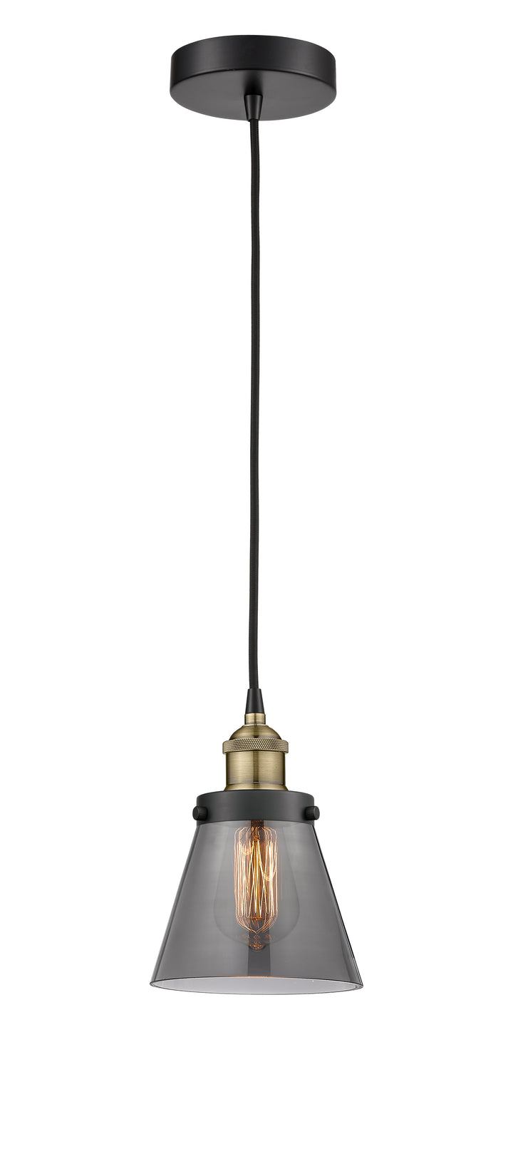 Innovations Lighting Cone 6" Mini Pendant - Black Antique Brass Mini-Pendants Innovations Lighting   