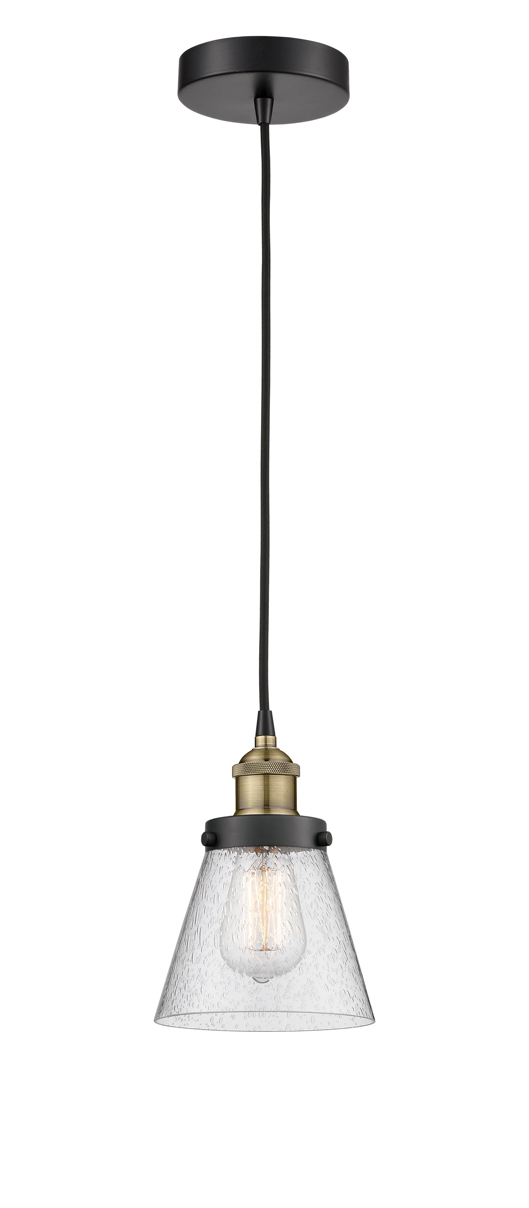 Innovations Lighting Cone 6" Mini Pendant - Black Antique Brass Mini-Pendants Innovations Lighting   