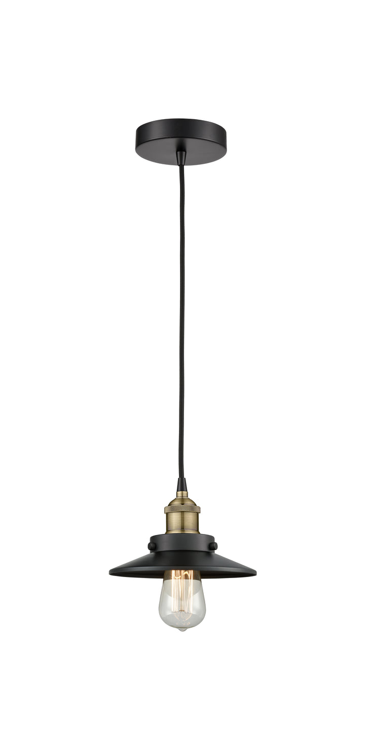 Innovations Lighting Railroad 8" Mini Pendant - Black Antique Brass Mini-Pendants Innovations Lighting   