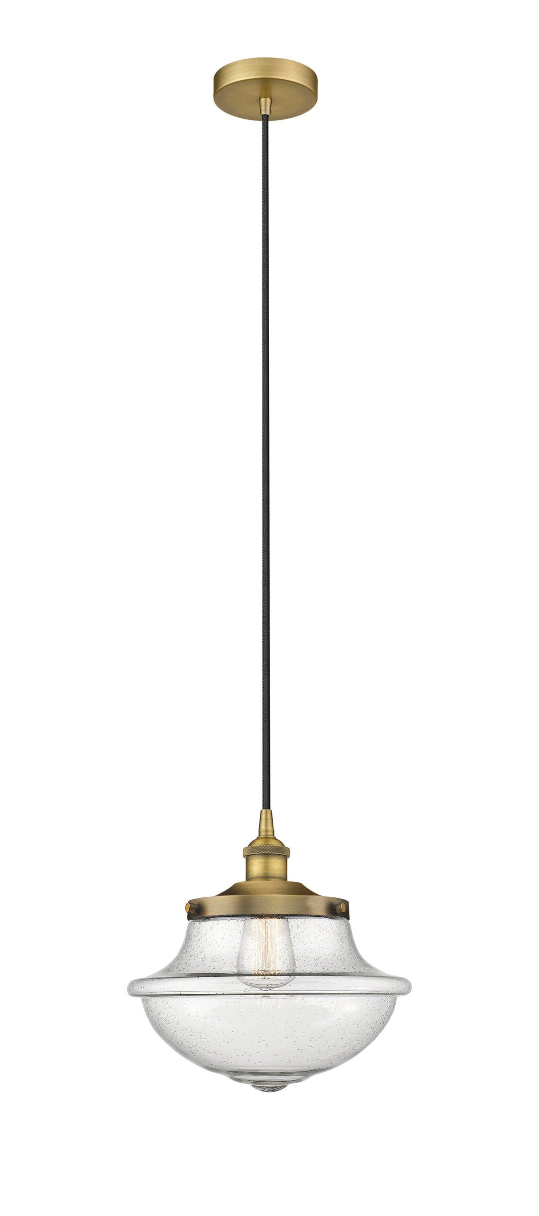 Innovations Lighting Oxford 11.75" Mini Pendant - Brushed Brass Mini-Pendants Innovations Lighting Seedy ; Glass Type: Seeded  