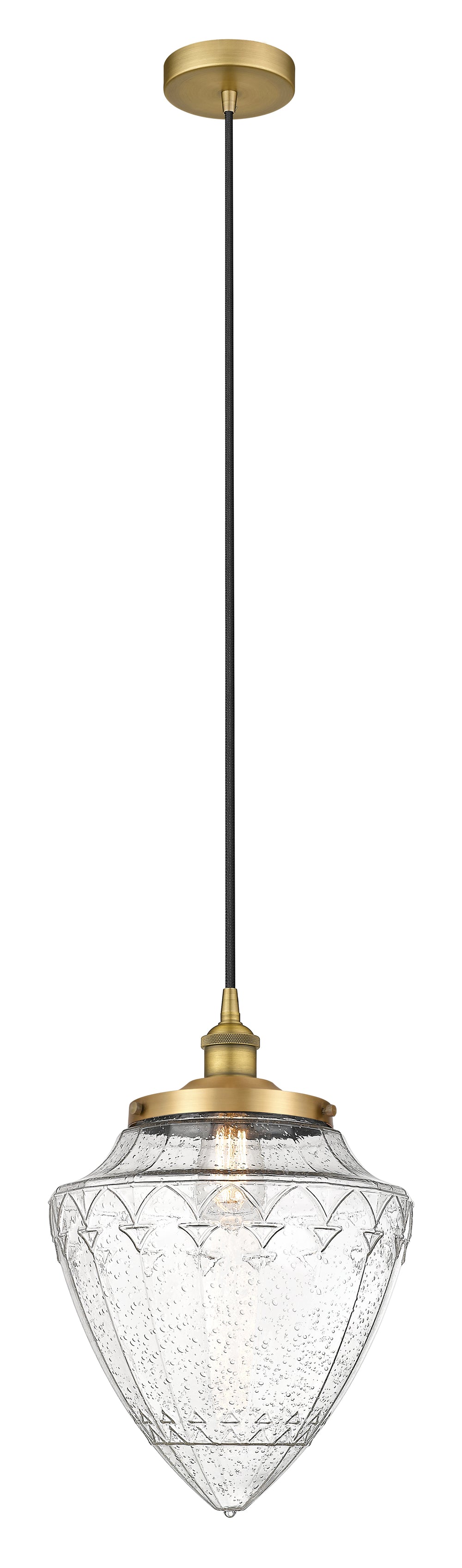 Innovations Lighting Bullet 12" Mini Pendant - Brushed Brass Mini-Pendants Innovations Lighting Seedy ; Glass Type: Seeded  