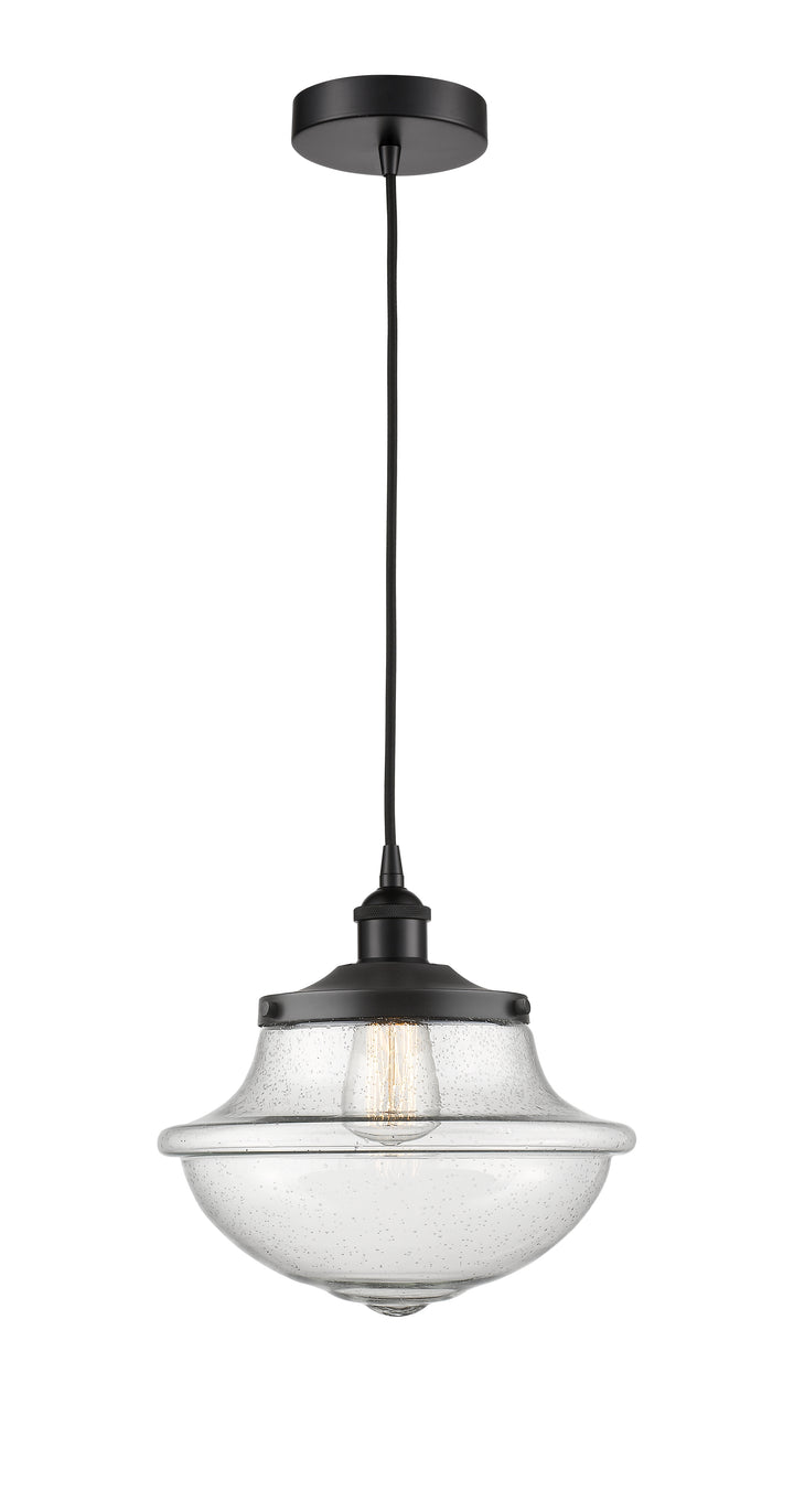 Innovations Lighting Oxford 11.75" Mini Pendant - Matte Black Mini-Pendants Innovations Lighting Seedy ; Glass Type: Seeded  