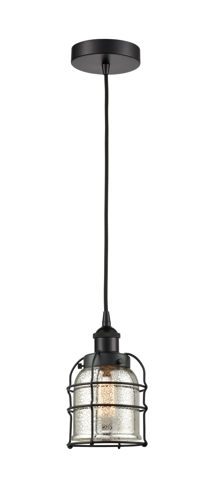 Innovations Lighting Bell Cage 5" Mini Pendant Mini-Pendants Innovations Lighting Matte Black Silver Plated Mercury ; Glass Type: Mercury 