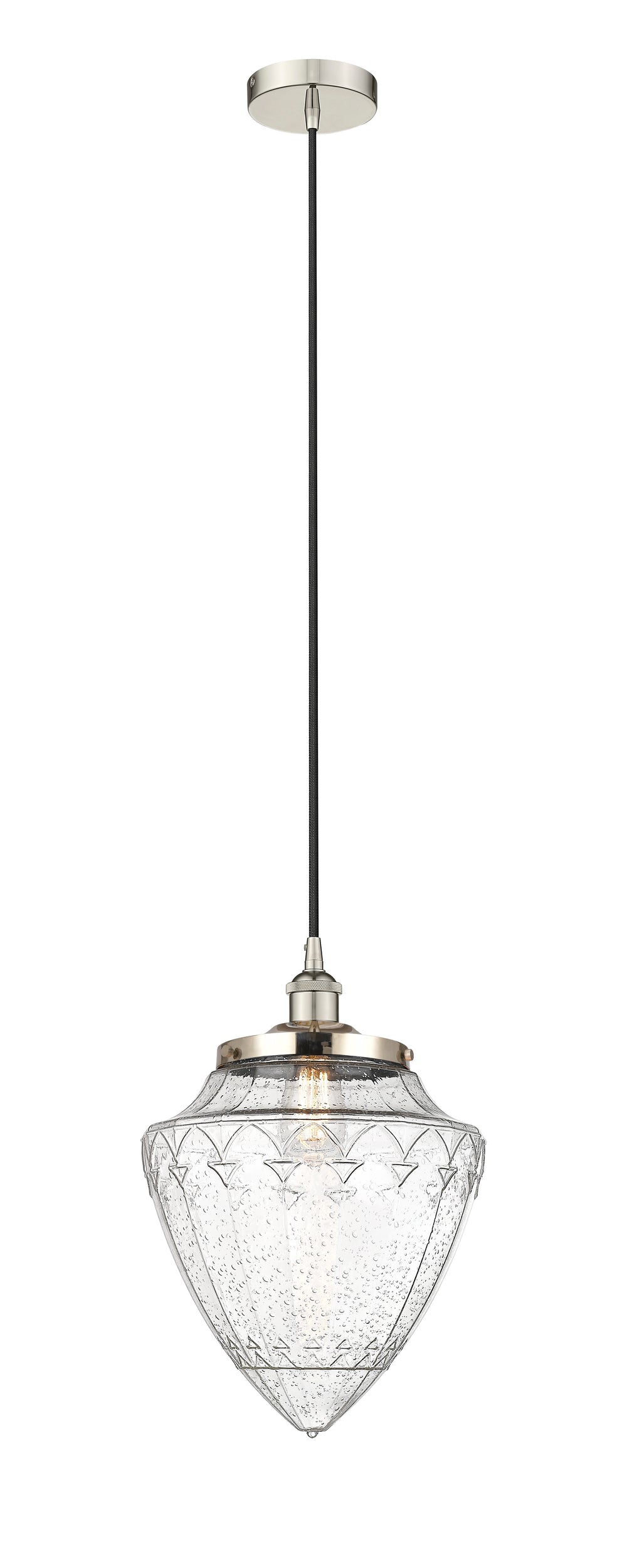 Innovations Lighting Bullet 12" Mini Pendant - Polished Nickel Mini-Pendants Innovations Lighting Seedy ; Glass Type: Seeded  