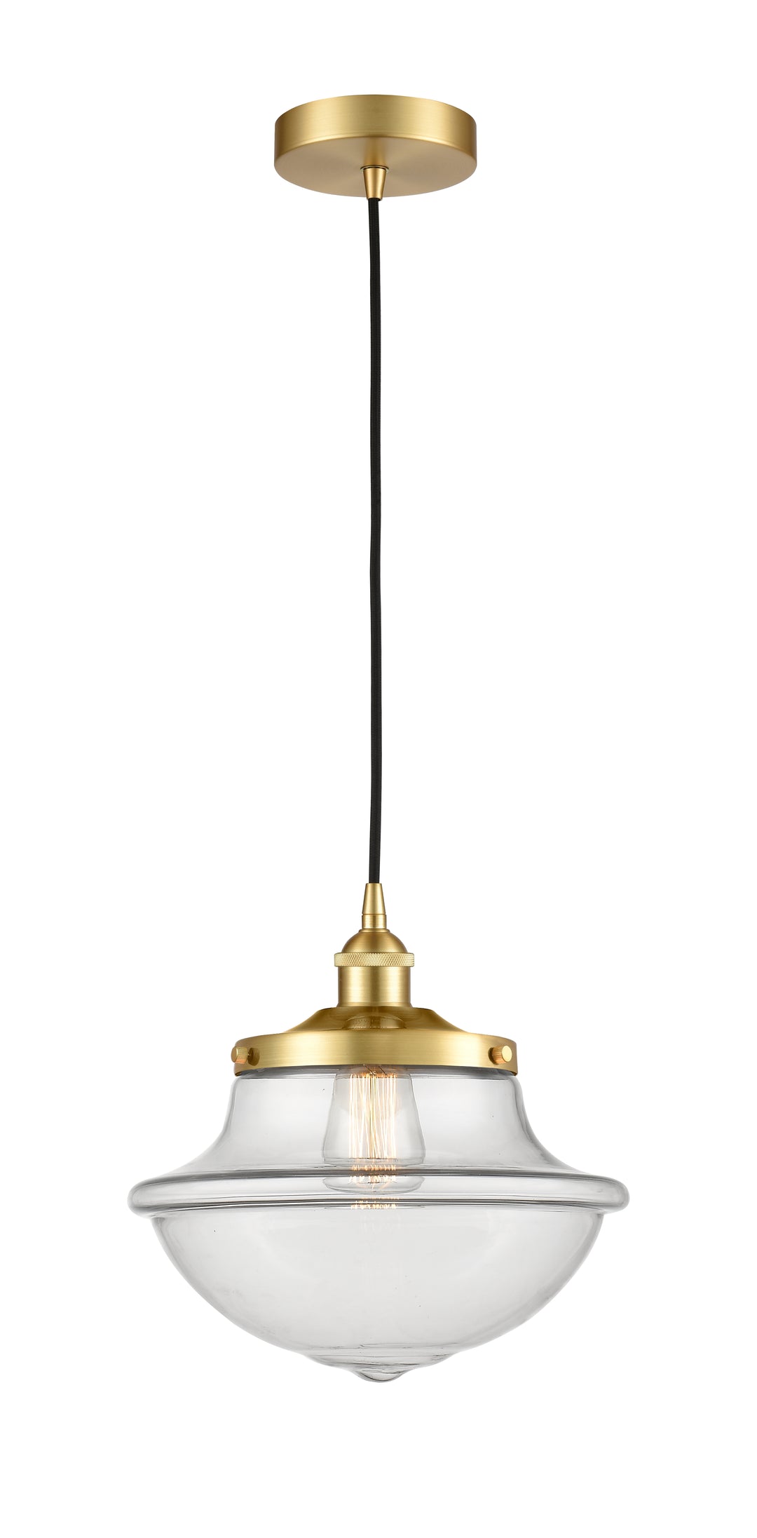 Innovations Lighting Oxford 11.75" Mini Pendant - Satin Gold Mini-Pendants Innovations Lighting Clear ; Glass Type: Clear  