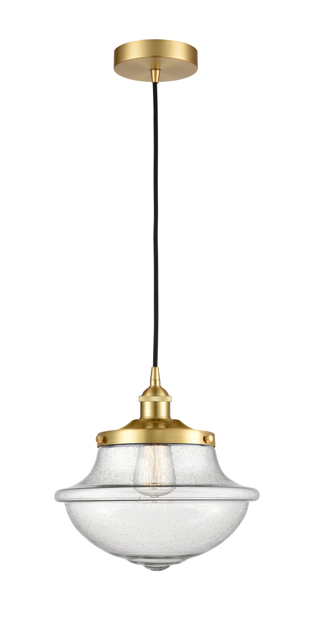 Innovations Lighting Oxford 11.75" Mini Pendant - Satin Gold Mini-Pendants Innovations Lighting Seedy ; Glass Type: Seeded  