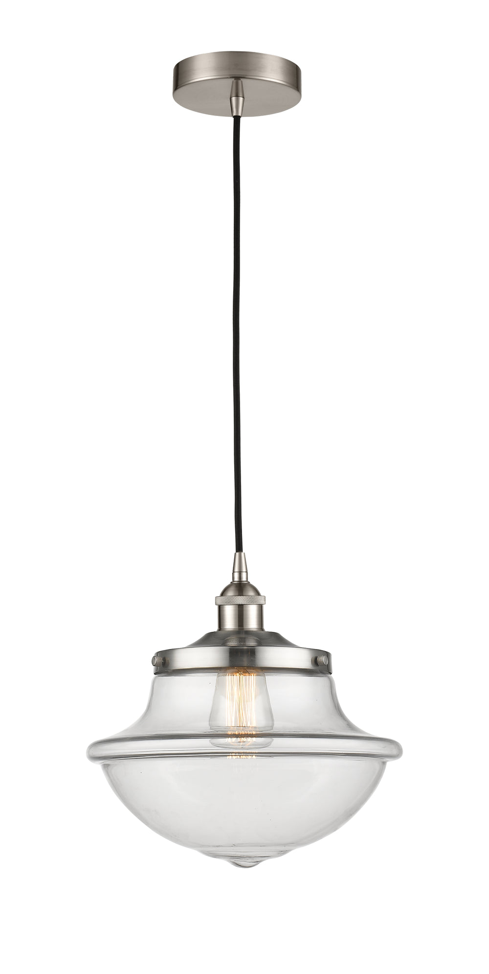 Innovations Lighting Oxford 11.75" Mini Pendant - Satin Nickel Mini-Pendants Innovations Lighting Clear ; Glass Type: Clear  