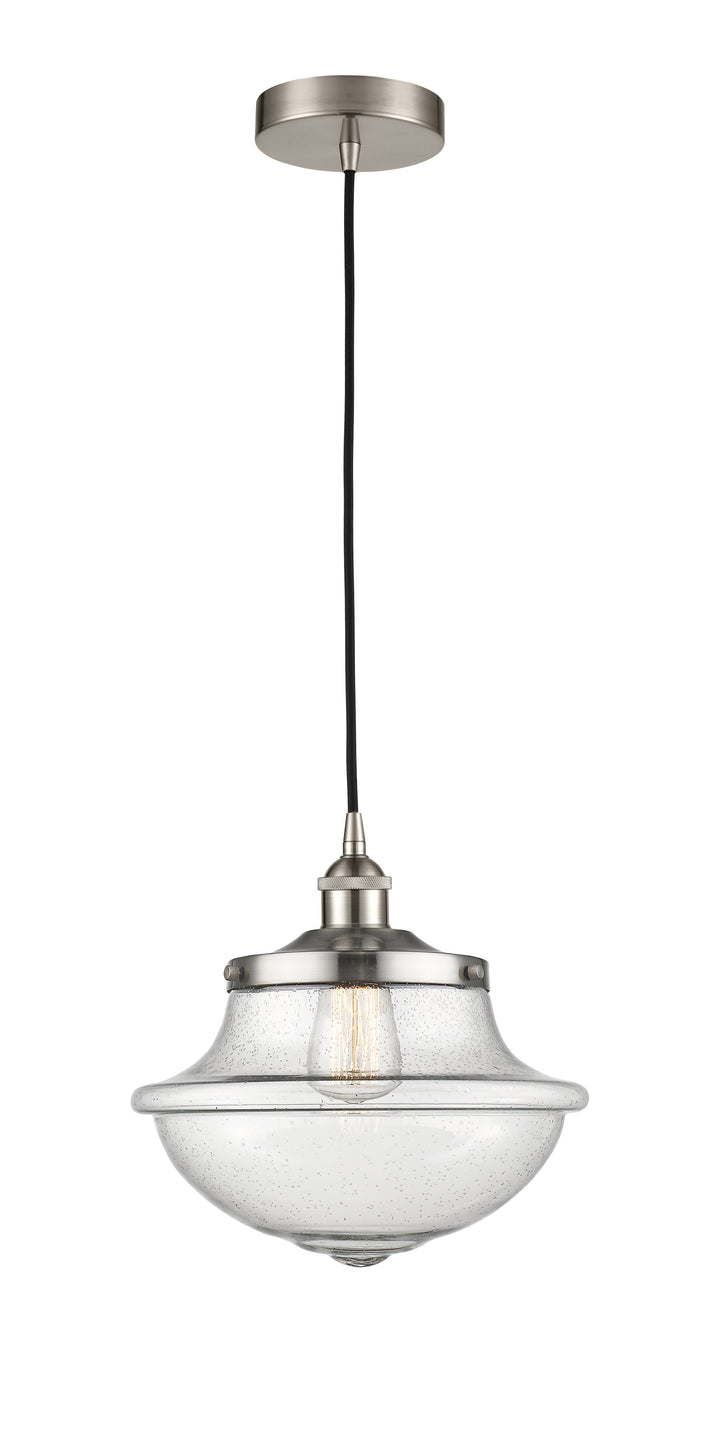 Innovations Lighting Oxford 11.75" Mini Pendant - Satin Nickel Mini-Pendants Innovations Lighting Seedy ; Glass Type: Seeded  