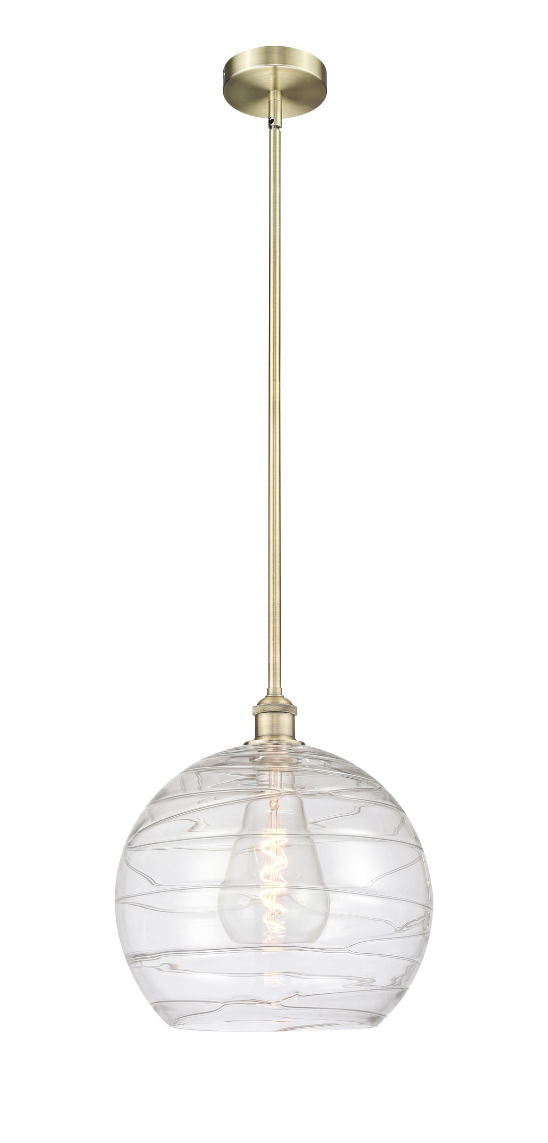 Innovations Lighting Athens Deco Swirl 14" Pendant - Antique Brass Pendants Innovations Lighting Clear Deco Swirl ; Glass Type: Clear  