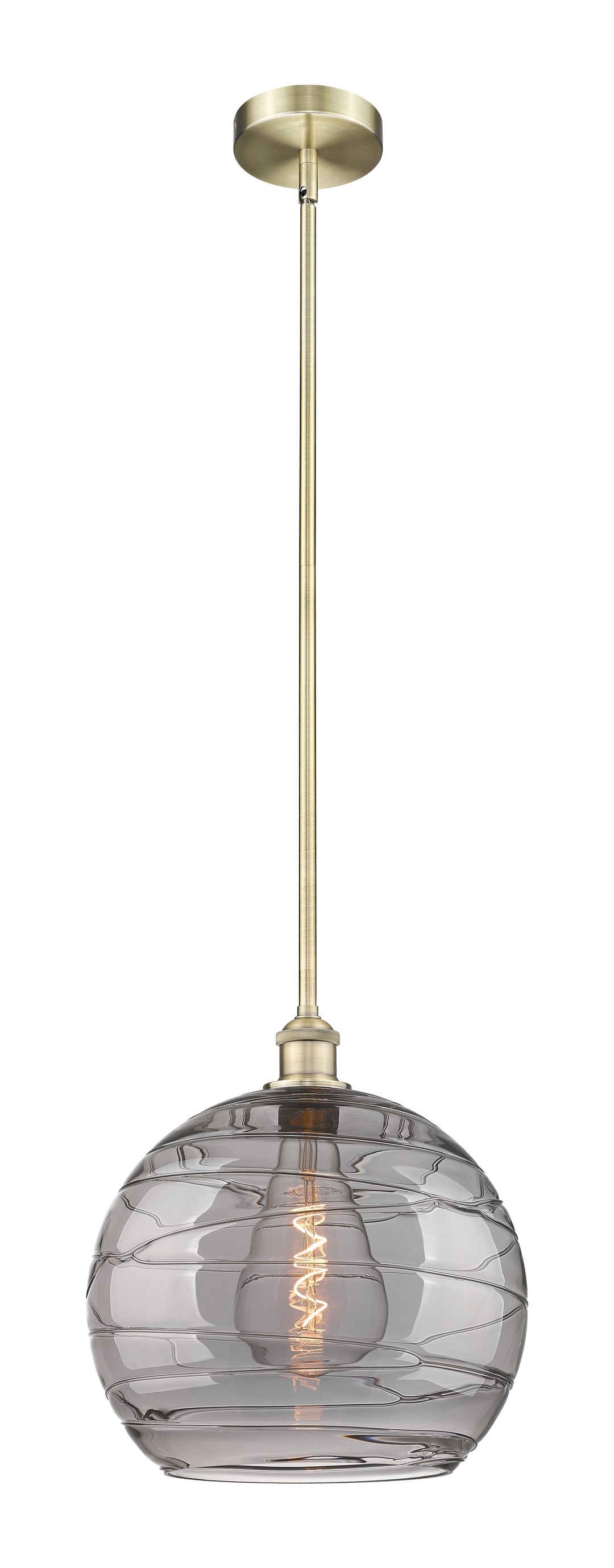 Innovations Lighting Athens Deco Swirl 14" Pendant - Antique Brass Pendants Innovations Lighting Light Smoke Deco Swirl ; Glass Type: Smoked  