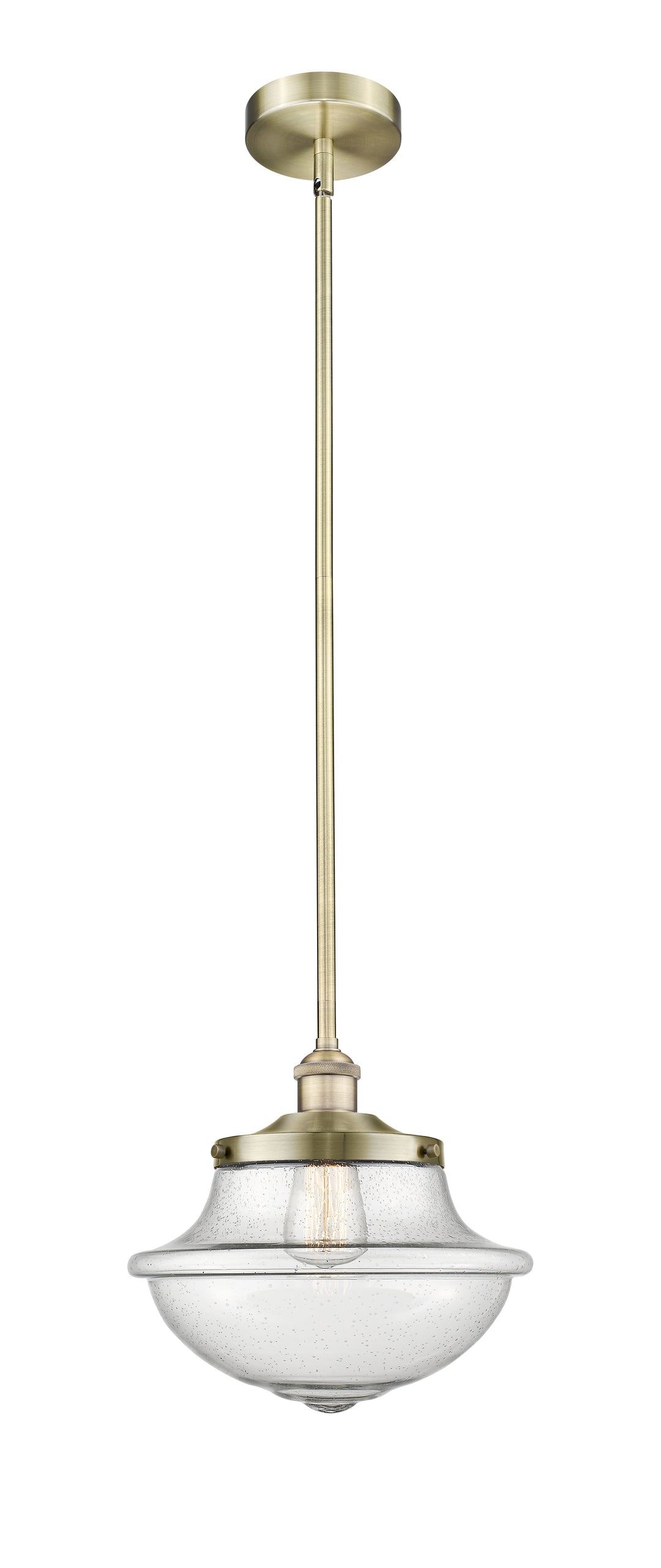 Innovations Lighting Oxford 12" Mini Pendant - Antique Brass Mini-Pendants Innovations Lighting Seedy ; Glass Type: Seeded  