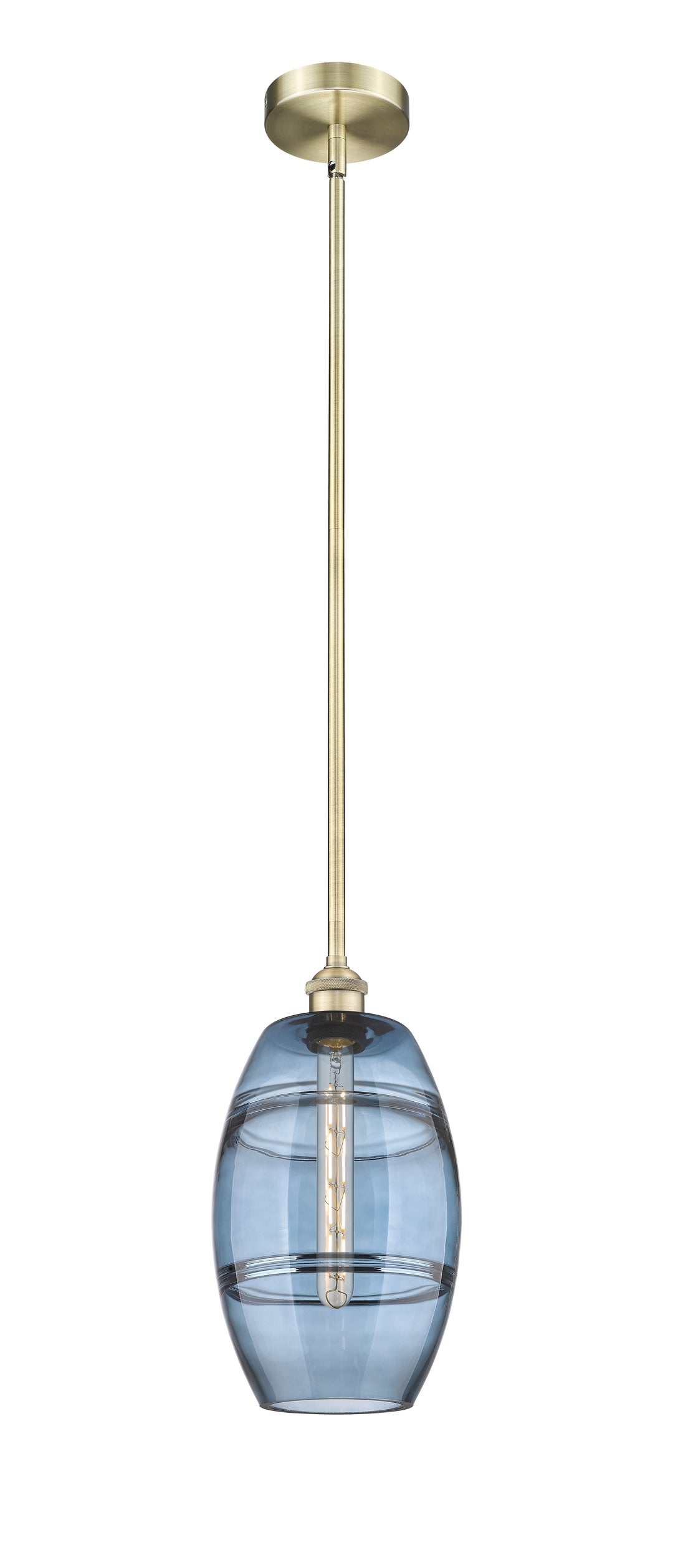 Innovations Lighting Vaz 8" Mini Pendant - Antique Brass Mini-Pendants Innovations Lighting Blue  ; Glass Type: Blue  