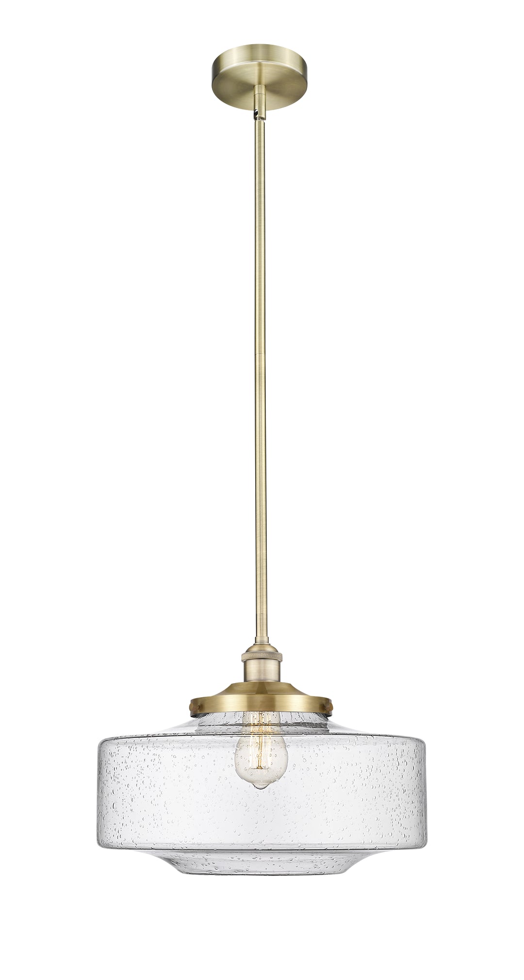 Innovations Lighting Bridgeton 16" Mini Pendant - Antique Brass Mini-Pendants Innovations Lighting Seedy ; Glass Type: Seeded  