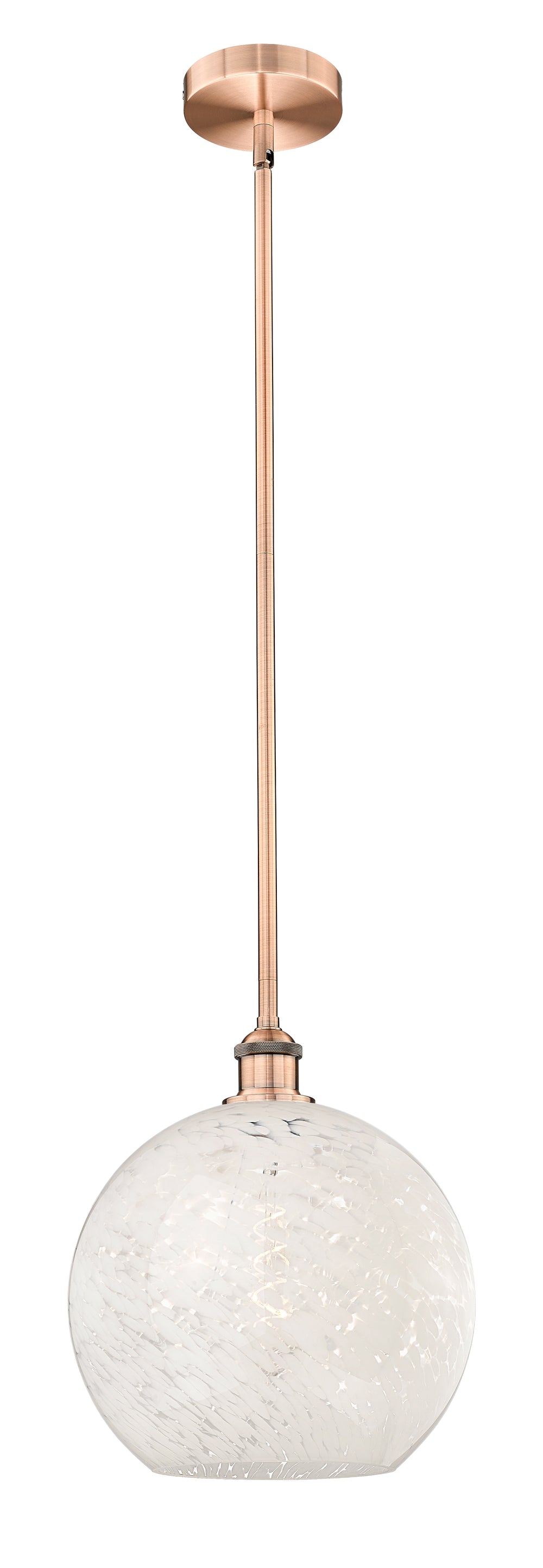 Innovations Lighting White Mouchette 12" Mini Pendant - Antique Copper Mini-Pendants Innovations Lighting White Mouchette ; Glass Type: White  