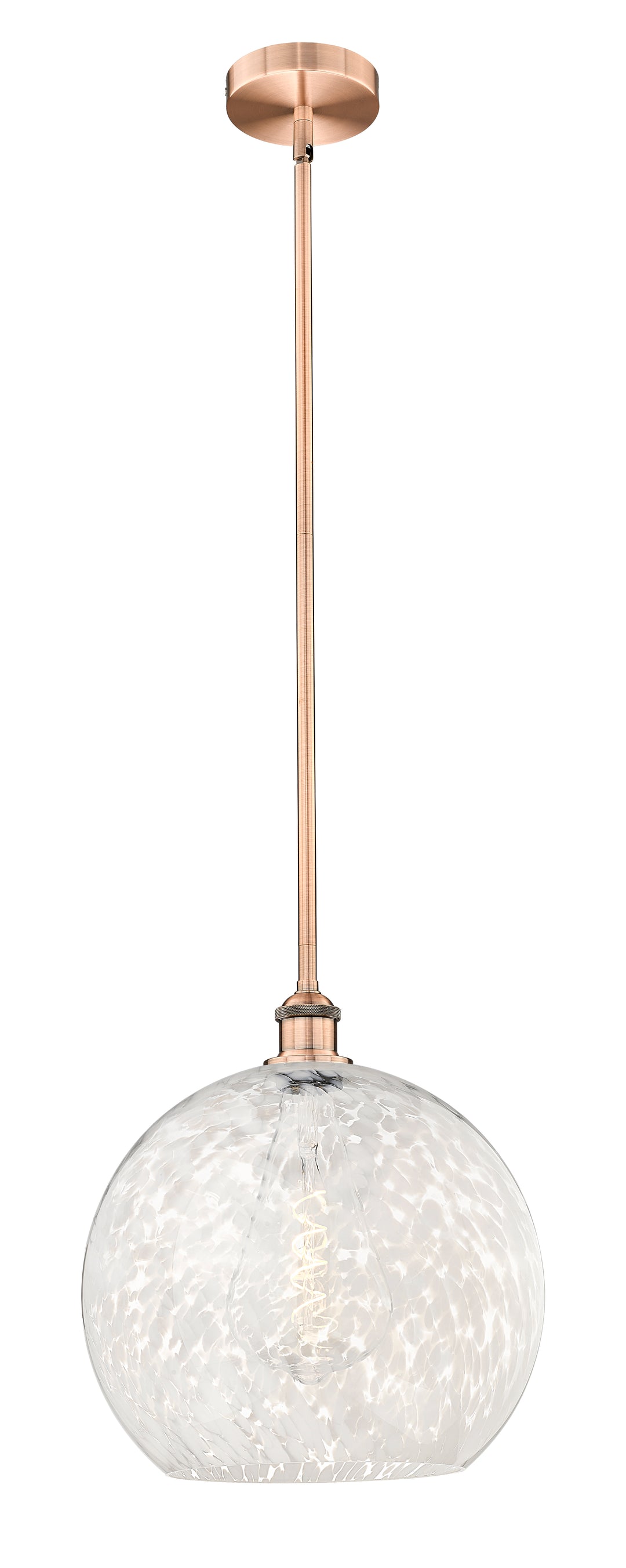 Innovations Lighting White Mouchette 14" Pendant - Antique Copper Pendants Innovations Lighting White Mouchette ; Glass Type: White  