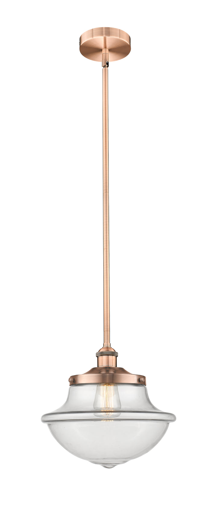 Innovations Lighting Oxford 12" Mini Pendant - Antique Copper Mini-Pendants Innovations Lighting Clear ; Glass Type: Transparent  