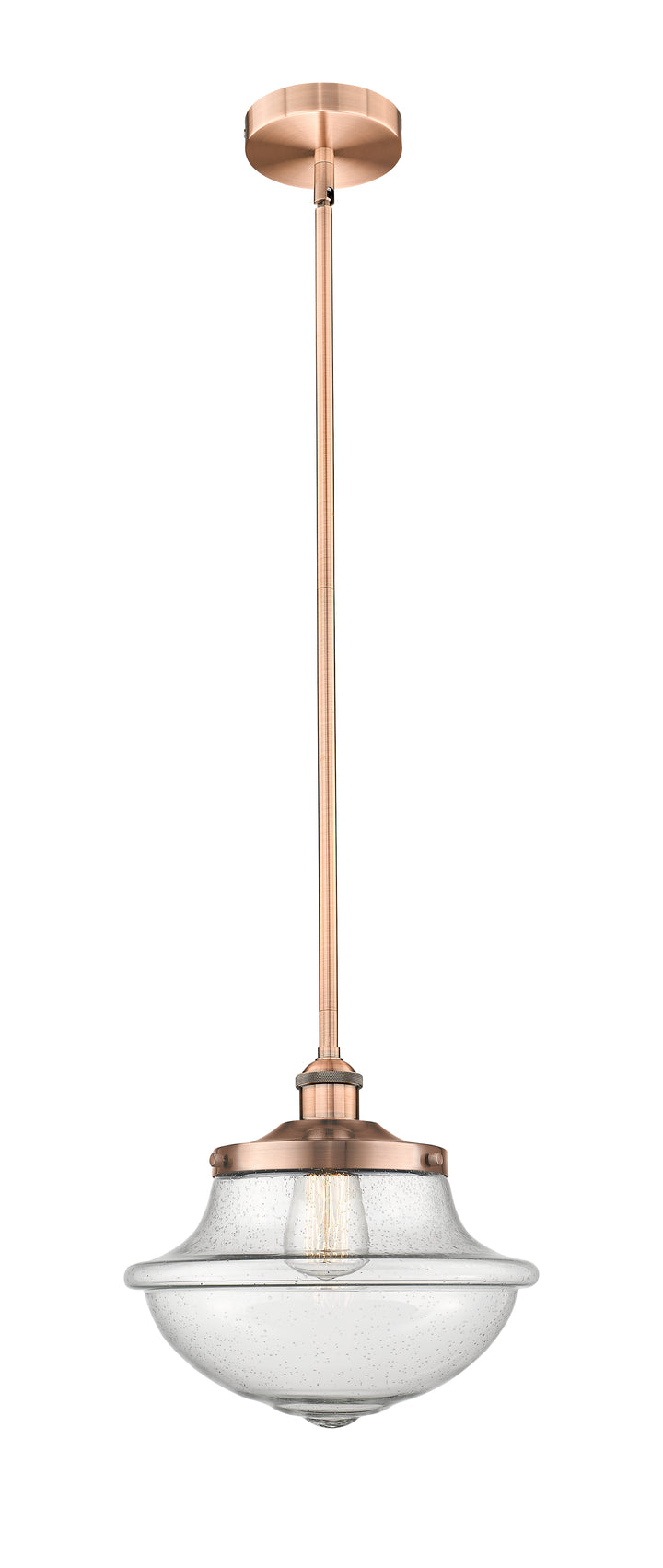 Innovations Lighting Oxford 12" Mini Pendant - Antique Copper Mini-Pendants Innovations Lighting Seedy ; Glass Type: Seeded  