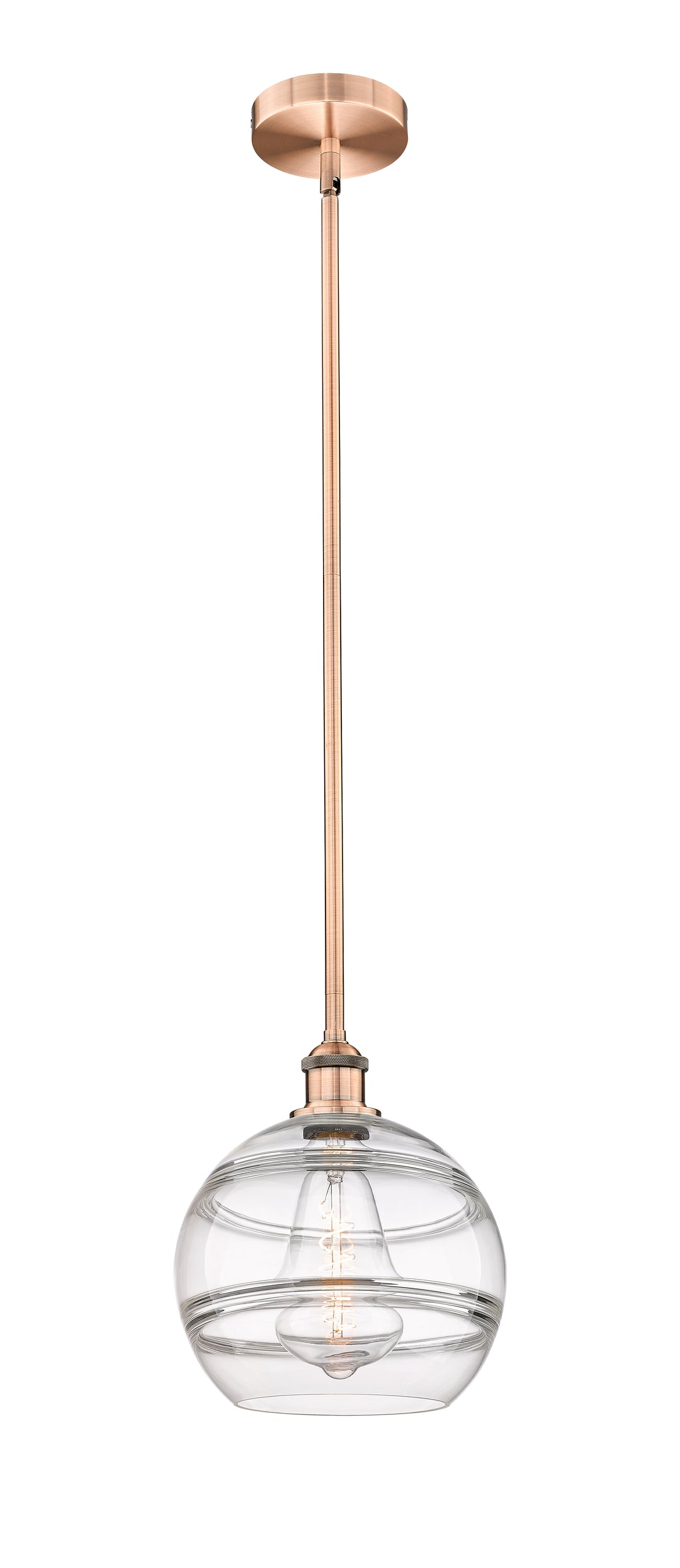 Innovations Lighting Rochester 10" Mini Pendant - Antique Copper Mini-Pendants Innovations Lighting Clear ; Glass Type: Clear  