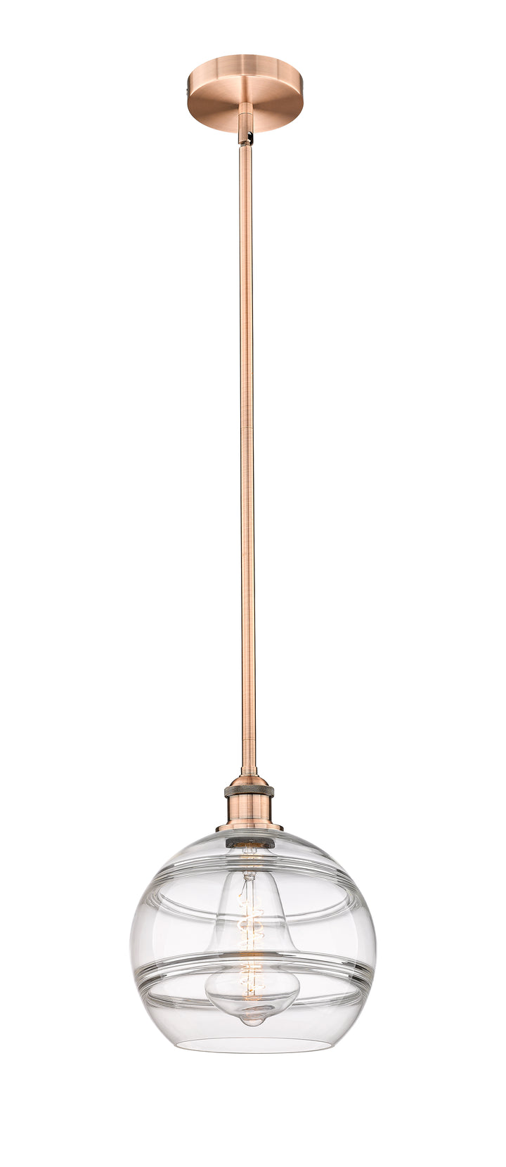 Innovations Lighting Rochester 10" Mini Pendant - Antique Copper Mini-Pendants Innovations Lighting Clear ; Glass Type: Clear  