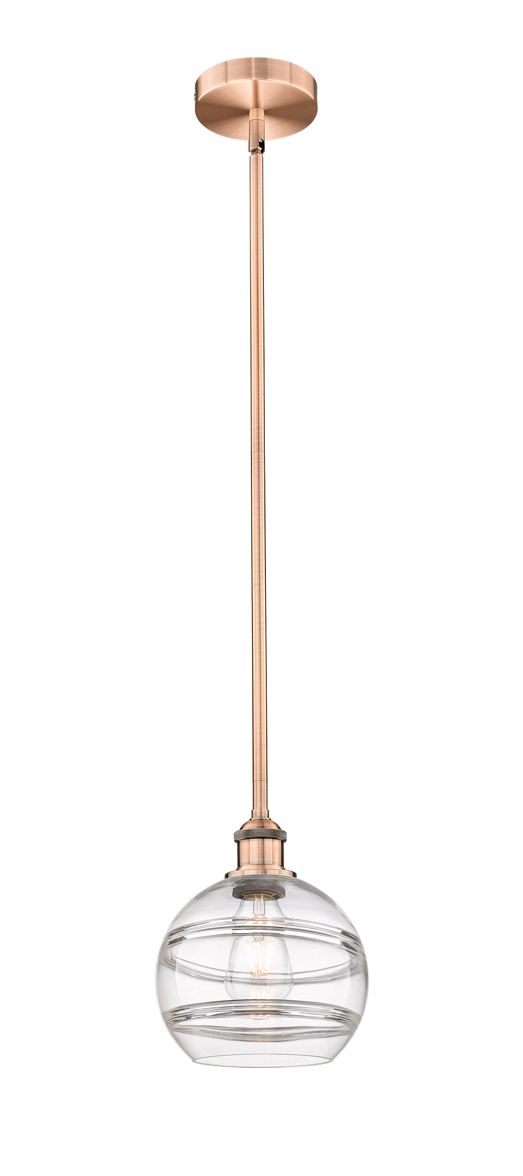 Innovations Lighting Rochester 8" Mini Pendant - Antique Copper Mini-Pendants Innovations Lighting Clear ; Glass Type: Clear  