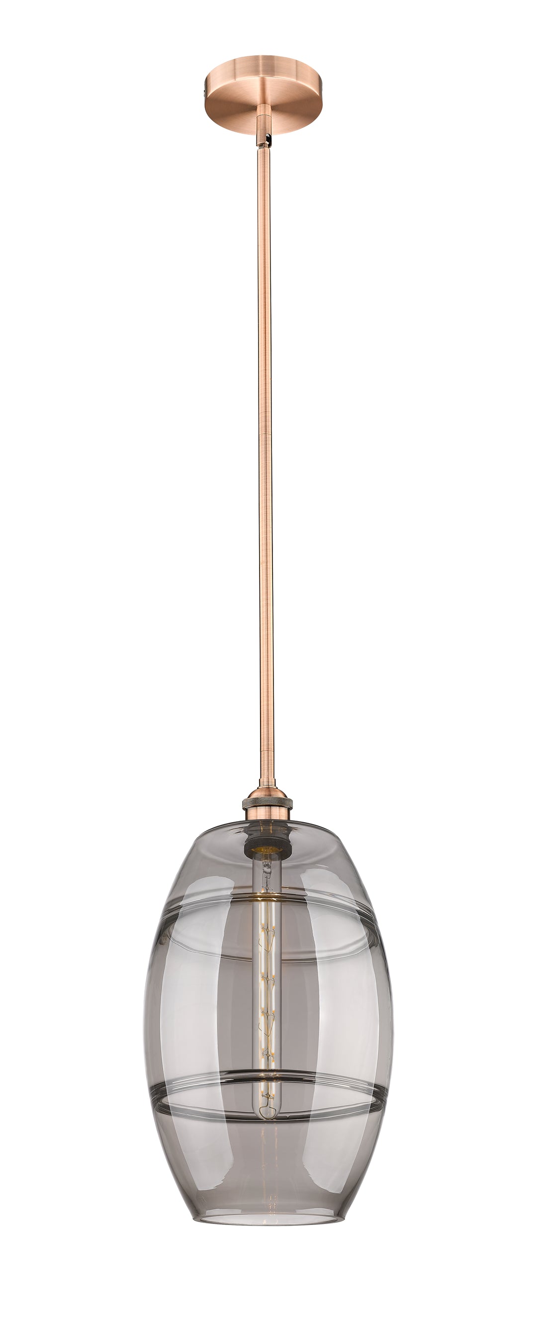 Innovations Lighting Vaz 10" Mini Pendant - Antique Copper Mini-Pendants Innovations Lighting Light Smoke ; Glass Type: Smoked  