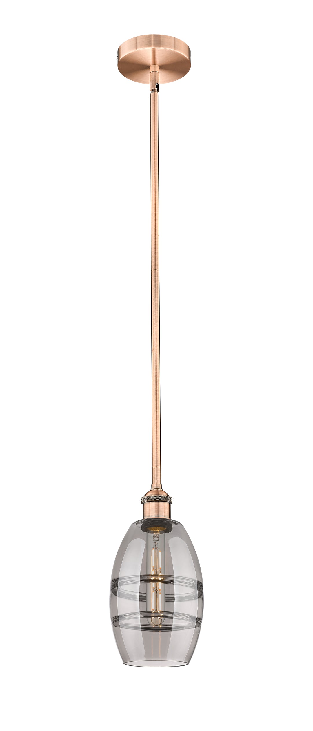 Innovations Lighting Vaz 6" Mini Pendant - Antique Copper Mini-Pendants Innovations Lighting Light Smoke ; Glass Type: Smoked  