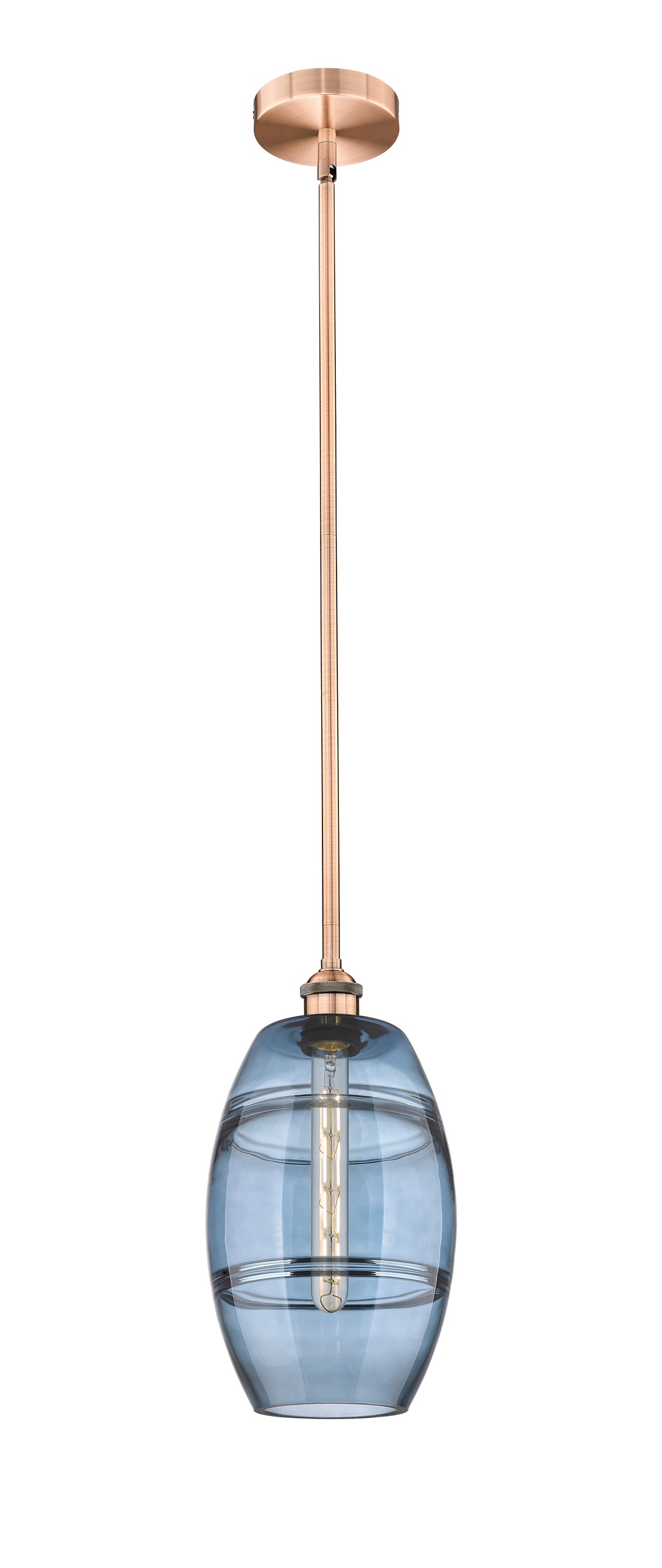 Innovations Lighting Vaz 8" Mini Pendant - Antique Copper Mini-Pendants Innovations Lighting Blue  ; Glass Type: Blue  