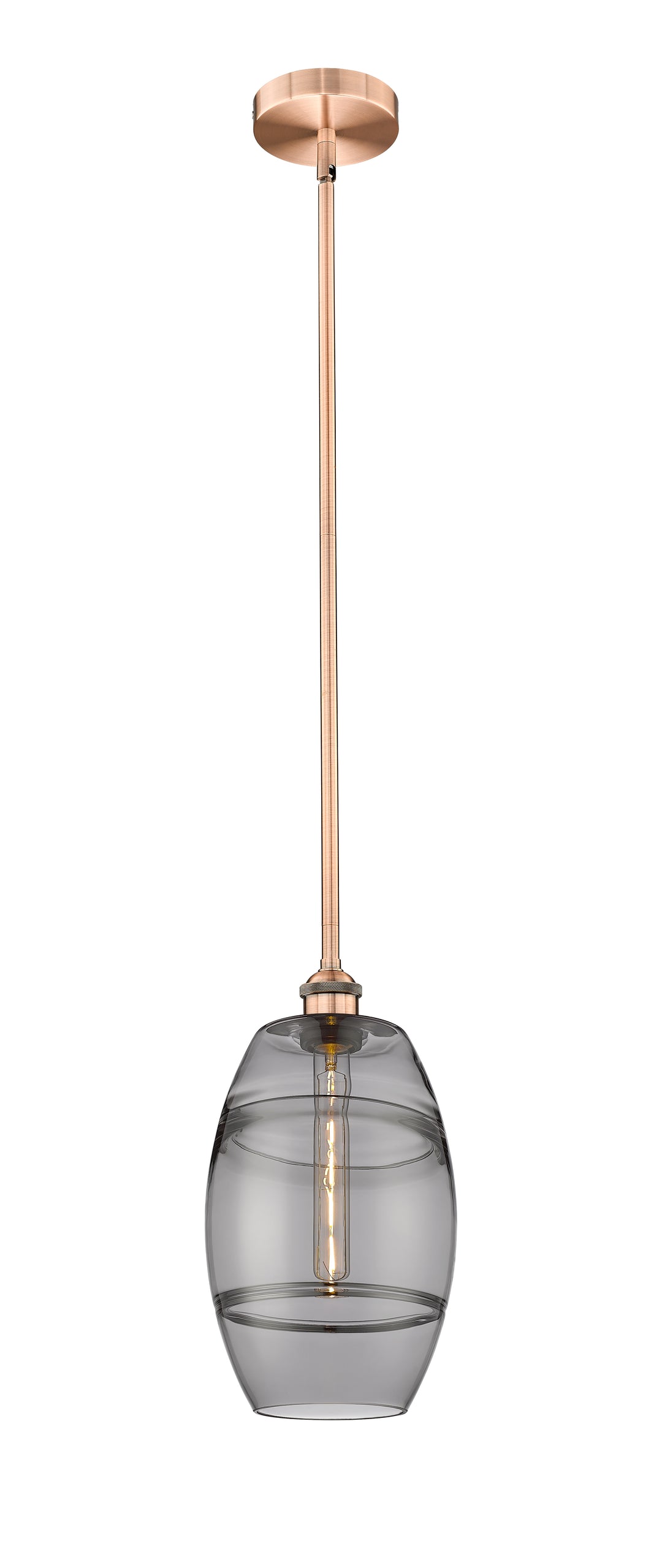 Innovations Lighting Vaz 8" Mini Pendant - Antique Copper Mini-Pendants Innovations Lighting Light Smoke ; Glass Type: Smoked  