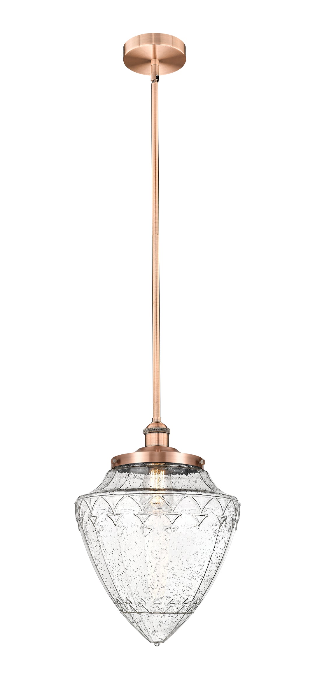 Innovations Lighting Bridgeton 15.75" Mini Pendant - Antique Copper Mini-Pendants Innovations Lighting Seedy ; Glass Type: Seeded  