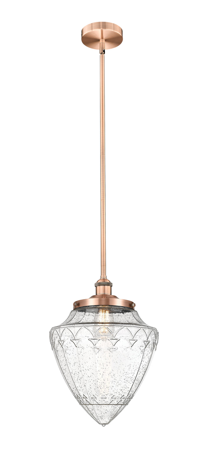 Innovations Lighting Bridgeton 15.75" Mini Pendant - Antique Copper Mini-Pendants Innovations Lighting Seedy ; Glass Type: Seeded  