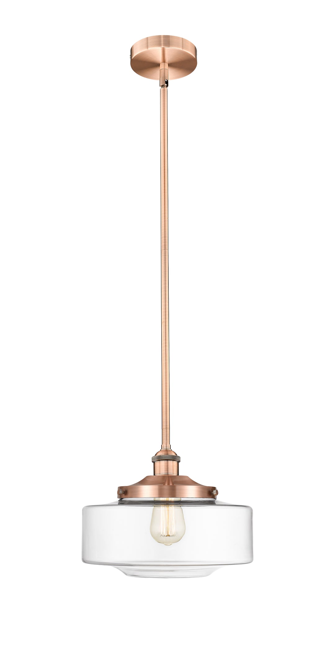 Innovations Lighting Bridgeton 12" Mini Pendant - Antique Copper Mini-Pendants Innovations Lighting Clear ; Glass Type: Transparent  