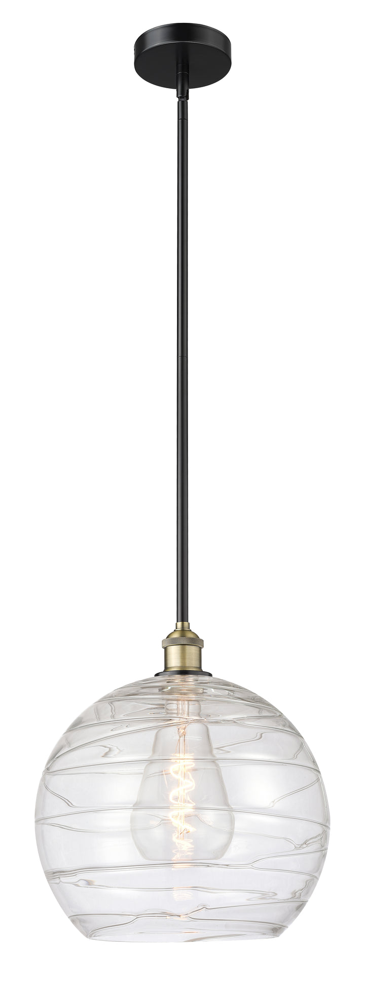 Innovations Lighting Athens Deco Swirl 14" Pendant - Black Antique Brass Pendants Innovations Lighting Clear Deco Swirl ; Glass Type: Clear  