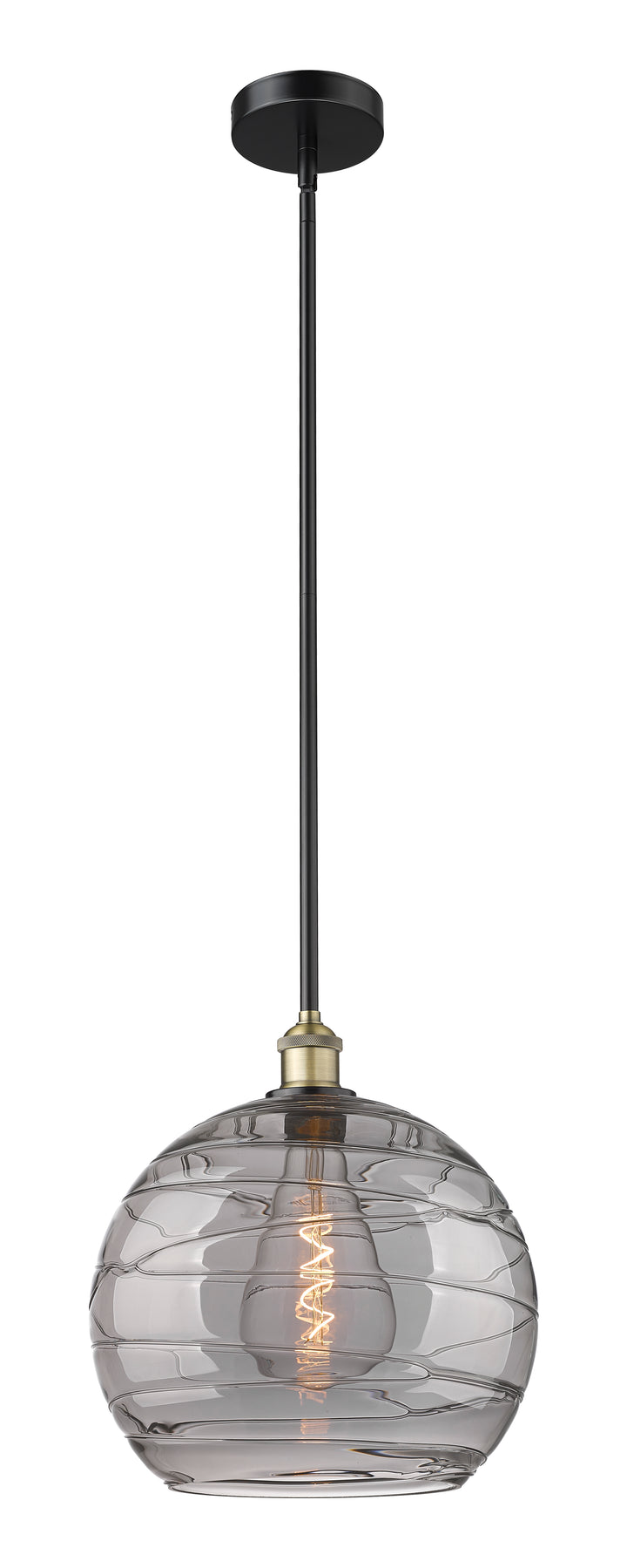 Innovations Lighting Athens Deco Swirl 14" Pendant - Black Antique Brass Pendants Innovations Lighting Light Smoke Deco Swirl ; Glass Type: Smoked  