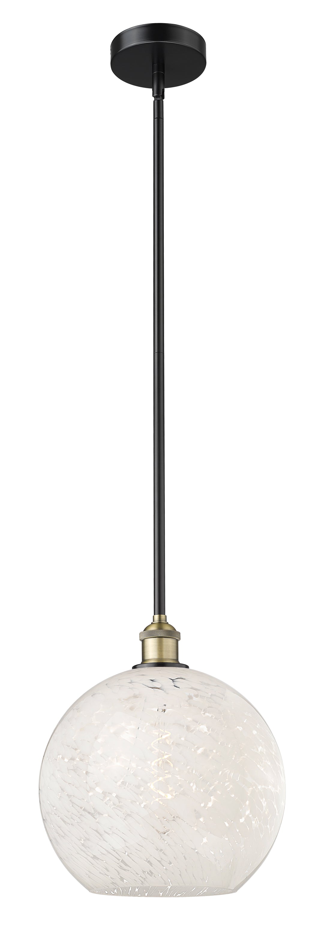 Innovations Lighting White Mouchette 12" Mini Pendant - Black Antique Brass Mini-Pendants Innovations Lighting White Mouchette ; Glass Type: White  