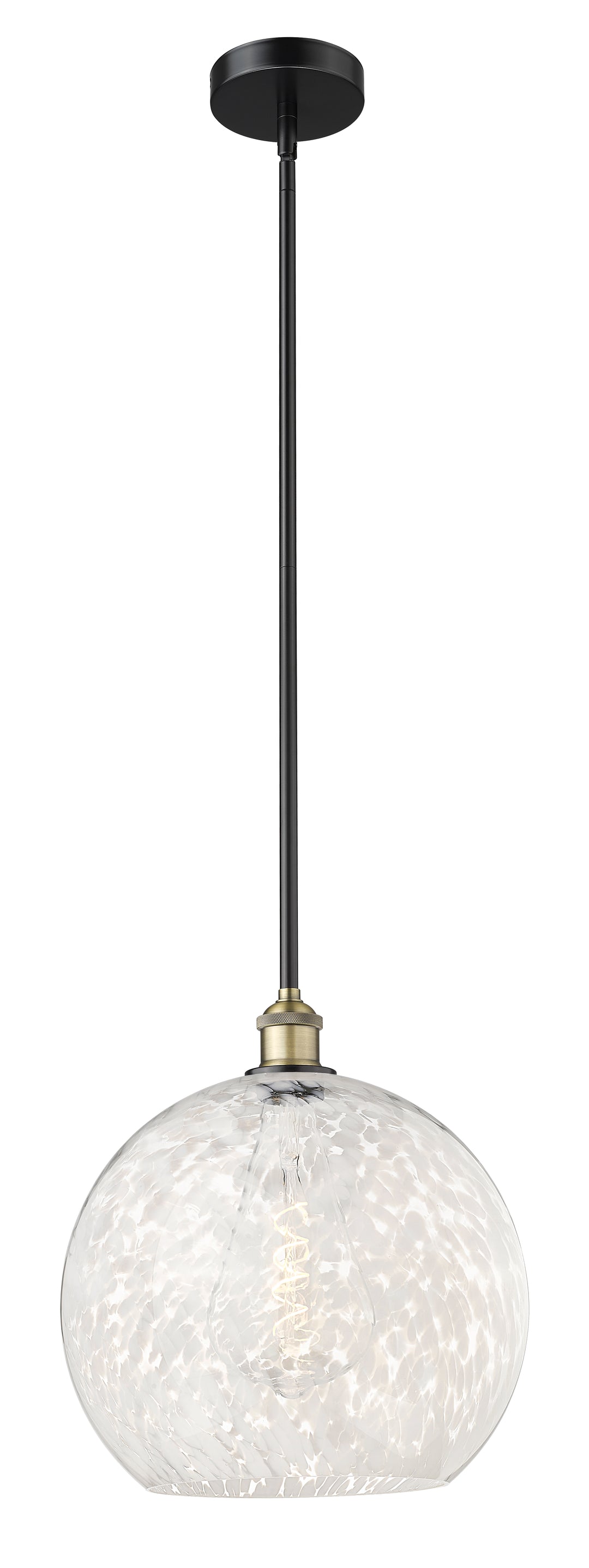 Innovations Lighting White Mouchette 14" Pendant - Black Antique Brass Pendants Innovations Lighting White Mouchette ; Glass Type: White  