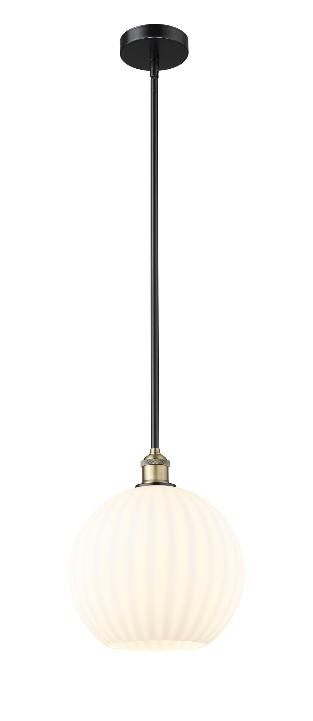 Innovations Lighting White Venetian 12" Mini Pendant - Black Antique Brass